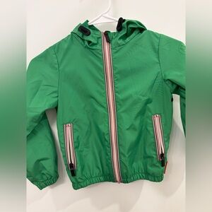 Hunter Green Hooded Jacket with Striped Zipper